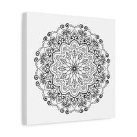 Handmade Mandala Art in Black and White on Matte Canvas, Stretched, 125 Frame - Perfect Wall Decor for Any Room
