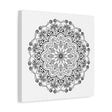 Handmade Mandala Art in Black and White on Matte Canvas, Stretched, 125 Frame - Perfect Wall Decor for Any Room