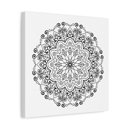 Handmade Mandala Art in Black and White on Matte Canvas, Stretched, 125 Frame - Perfect Wall Decor for Any Room