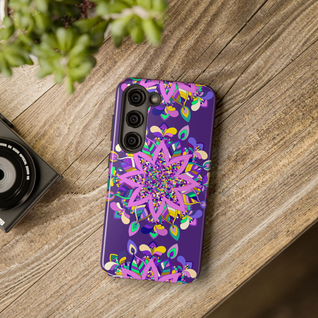 Hand drawn purple Mandala Art Phone Case designed for iPhone X/XS showcasing intricate and detailed pattern