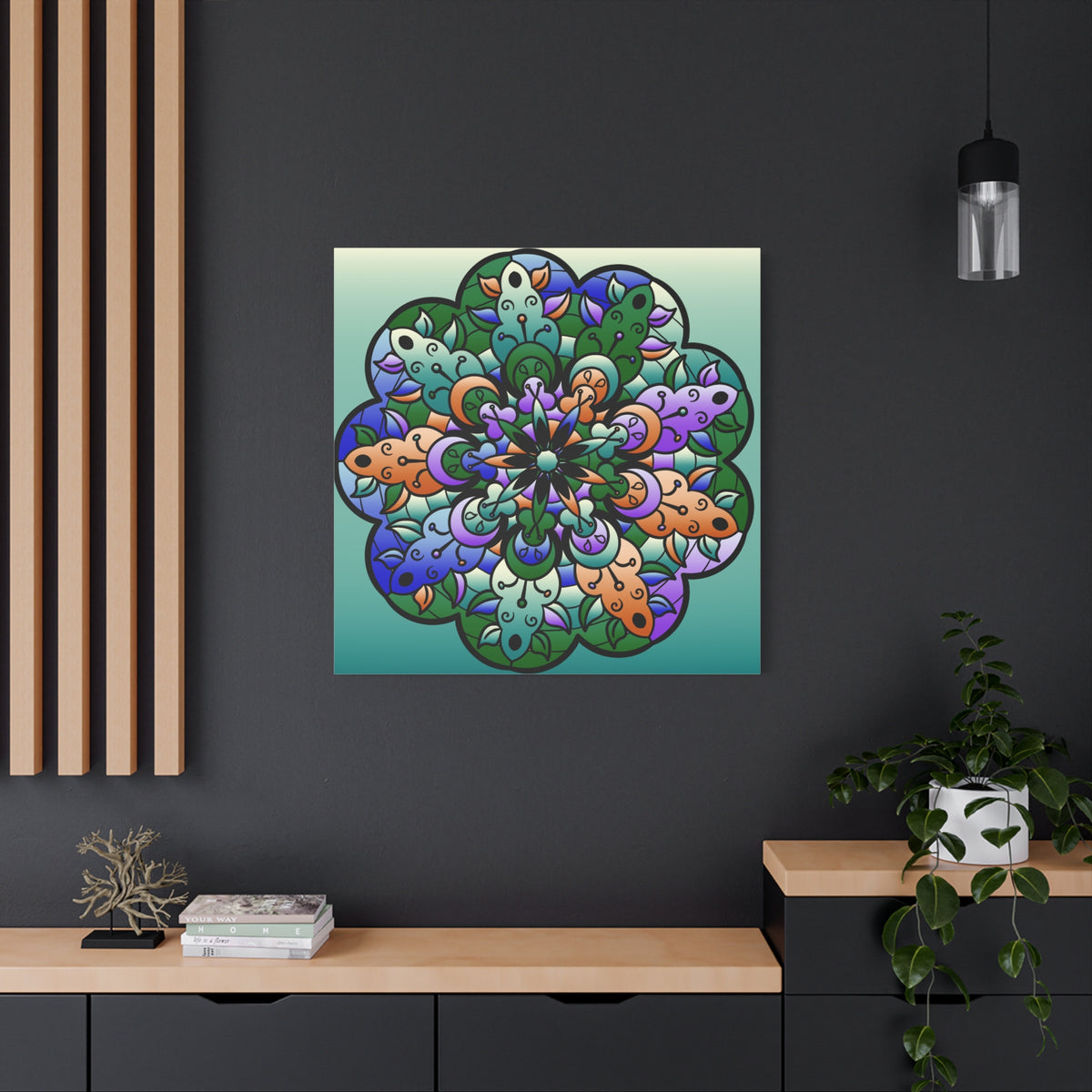 Floral Mandala Matte Canvas Print — Colorful Stretched Wall Art