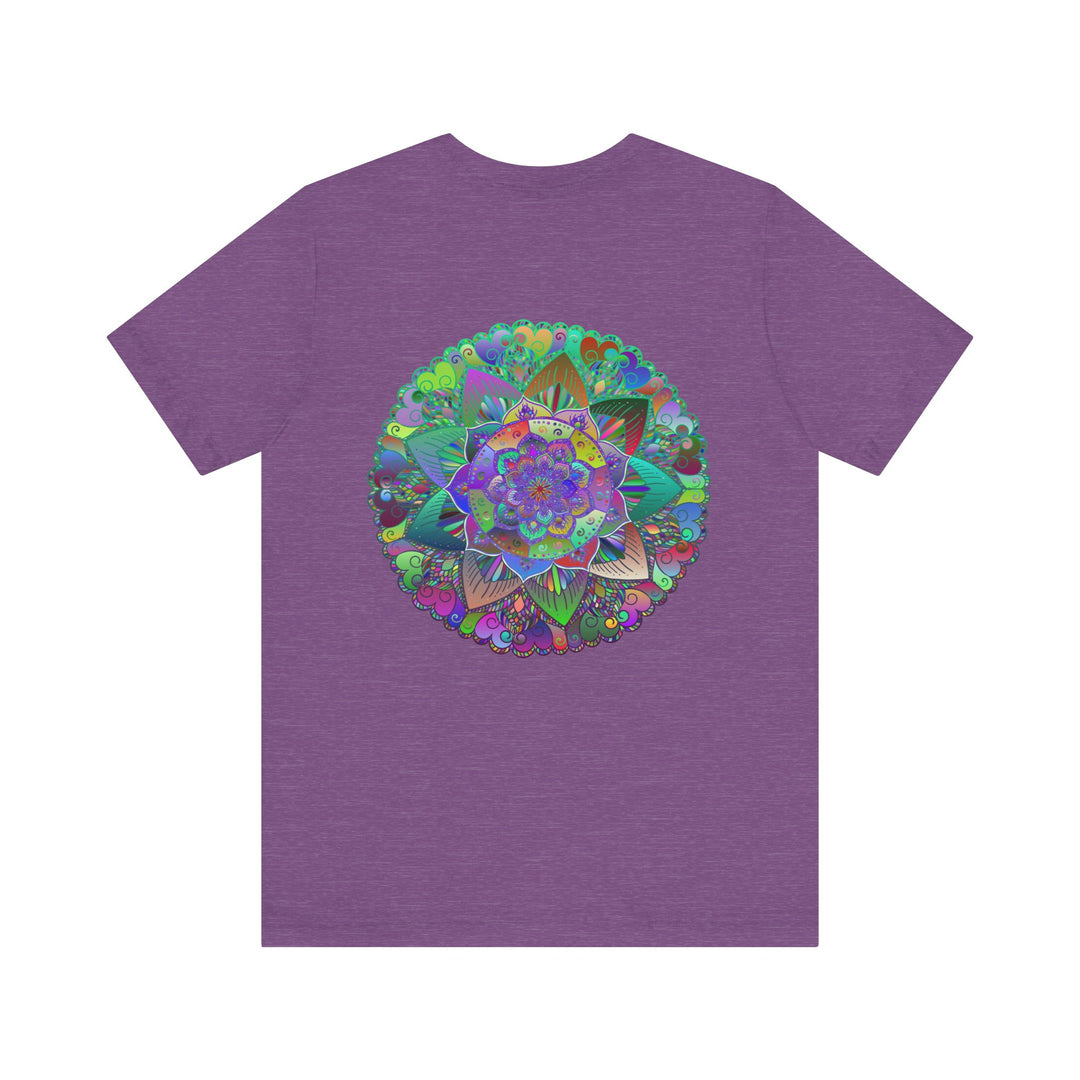 Intricately designed mandala t-shirt with vibrant colors and spiritual symbolism