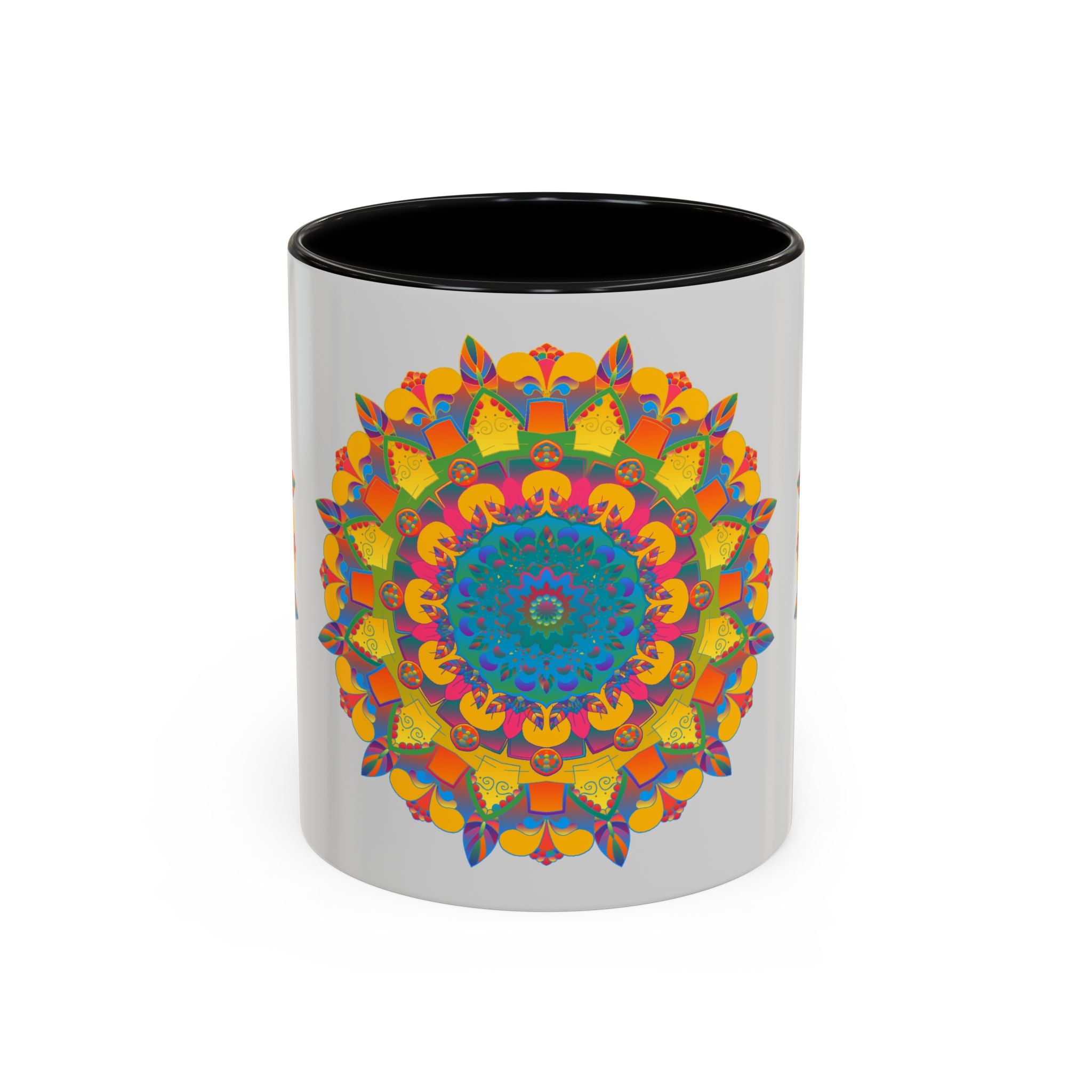 Beautifully handcrafted ceramic Mandala Art Mug with vibrant floral design