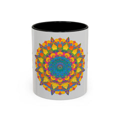 Beautifully handcrafted ceramic Mandala Art Mug with vibrant floral design