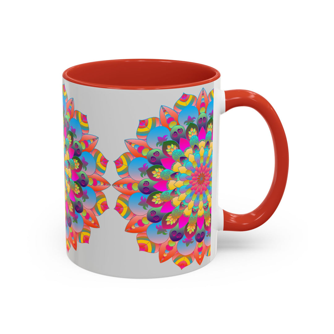 Colorful mandala art mug with intricate and detailed patterns