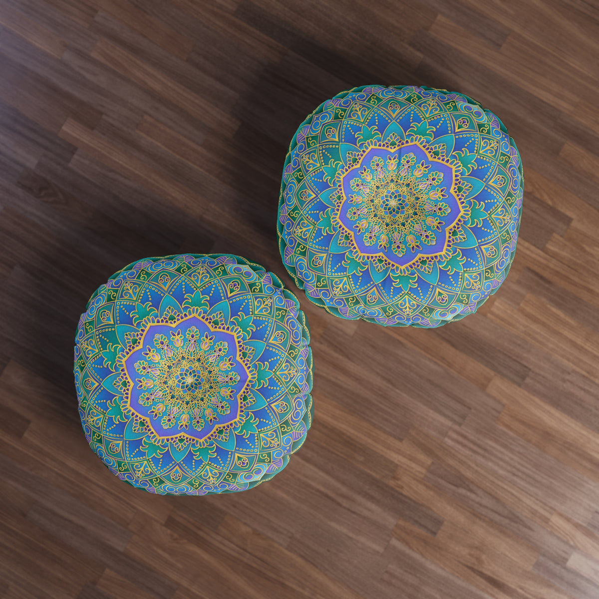 Blue Mandala Tufted Floor Pillow