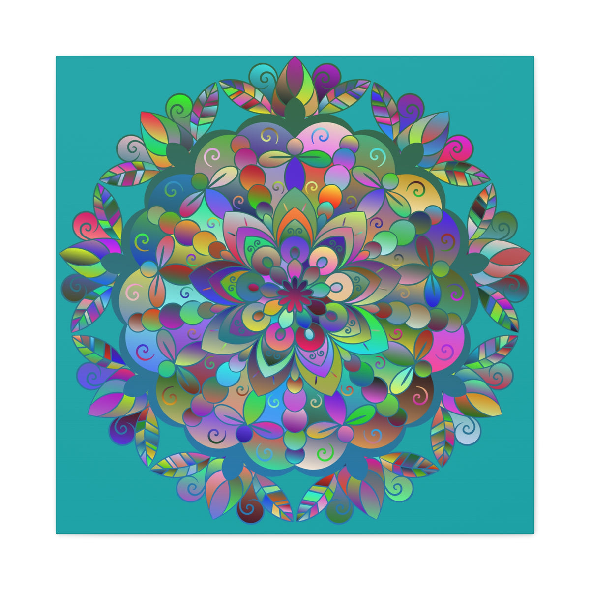 Colorful Floral Mandala Matte Canvas Wall Art — Stretched 1.25"