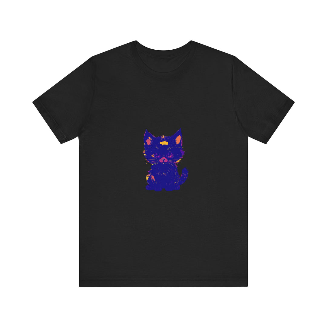 Comfortable Blue Cat T-Shirt with playful Black Cat print