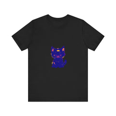 Comfortable Blue Cat T-Shirt with playful Black Cat print