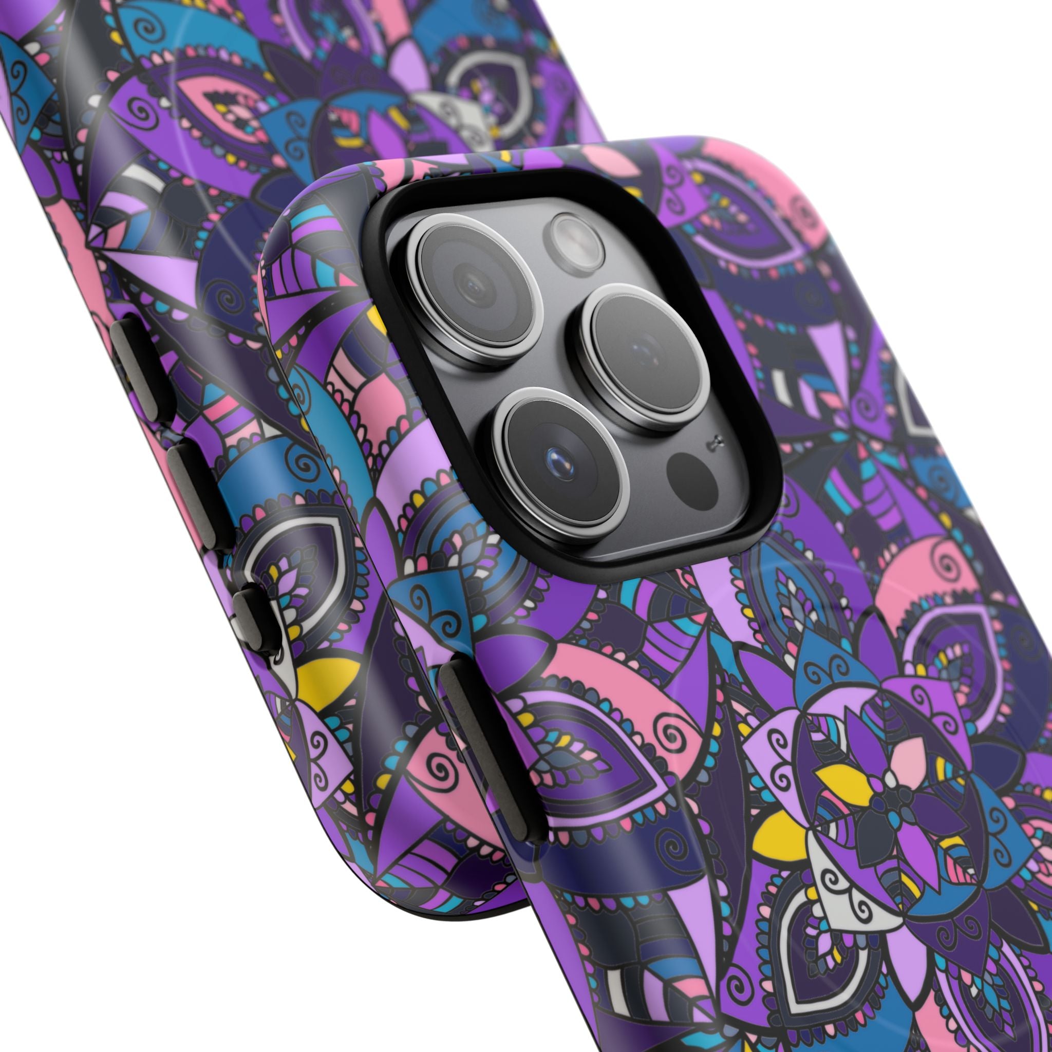 Magnetic Phone Case — Purple Mandala Floral Tough Case