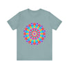 Vibrant and intricate psychedelic mandala design t-shirt, featuring a colorful and eye-catching artistic pattern