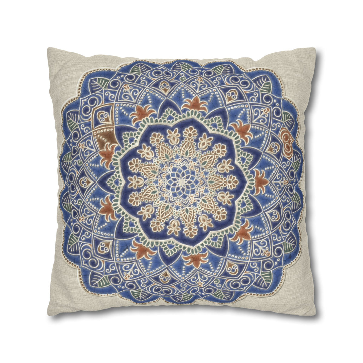 Federe quadrate Mandala blu