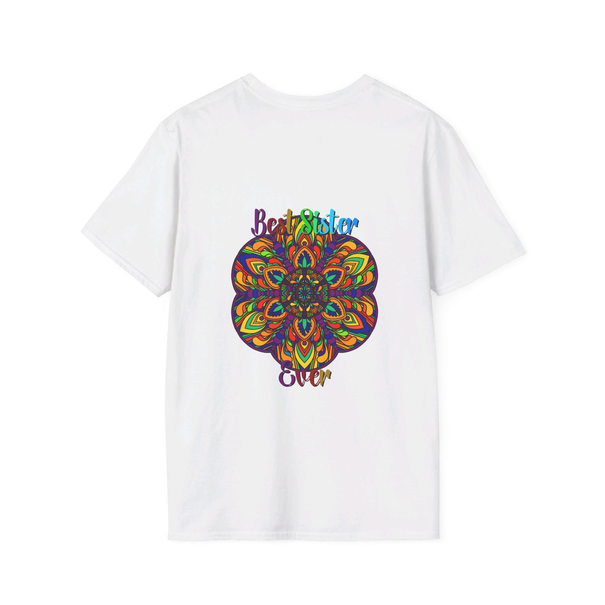 Beautiful hand-drawn mandala art gift for sister unisex softstyle t-shirt
