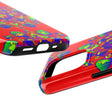 Hand drawn red mandala art phone case with intricate floral design