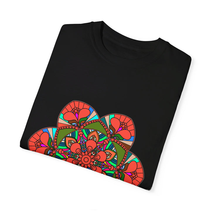 Unisex Mandala T-Shirt made from 100% Ring-Spun Cotton, featuring Hand-Drawn Mandala Art and Garment-Dyed for Extra Comfort