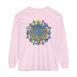 Vibrant and intricate mandala design on a unisex long sleeve t-shirt