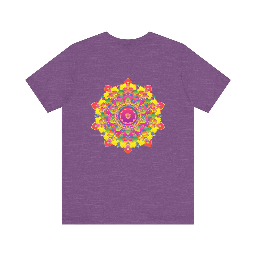 A colorful mandala design tee shirt representing spiritual peace and harmony