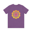 A colorful mandala design tee shirt representing spiritual peace and harmony