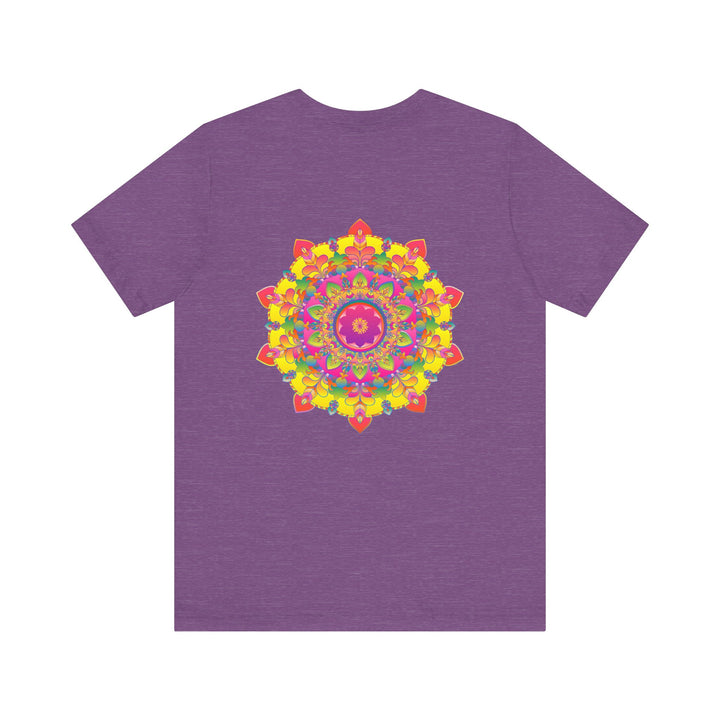 A colorful mandala design tee shirt representing spiritual peace and harmony