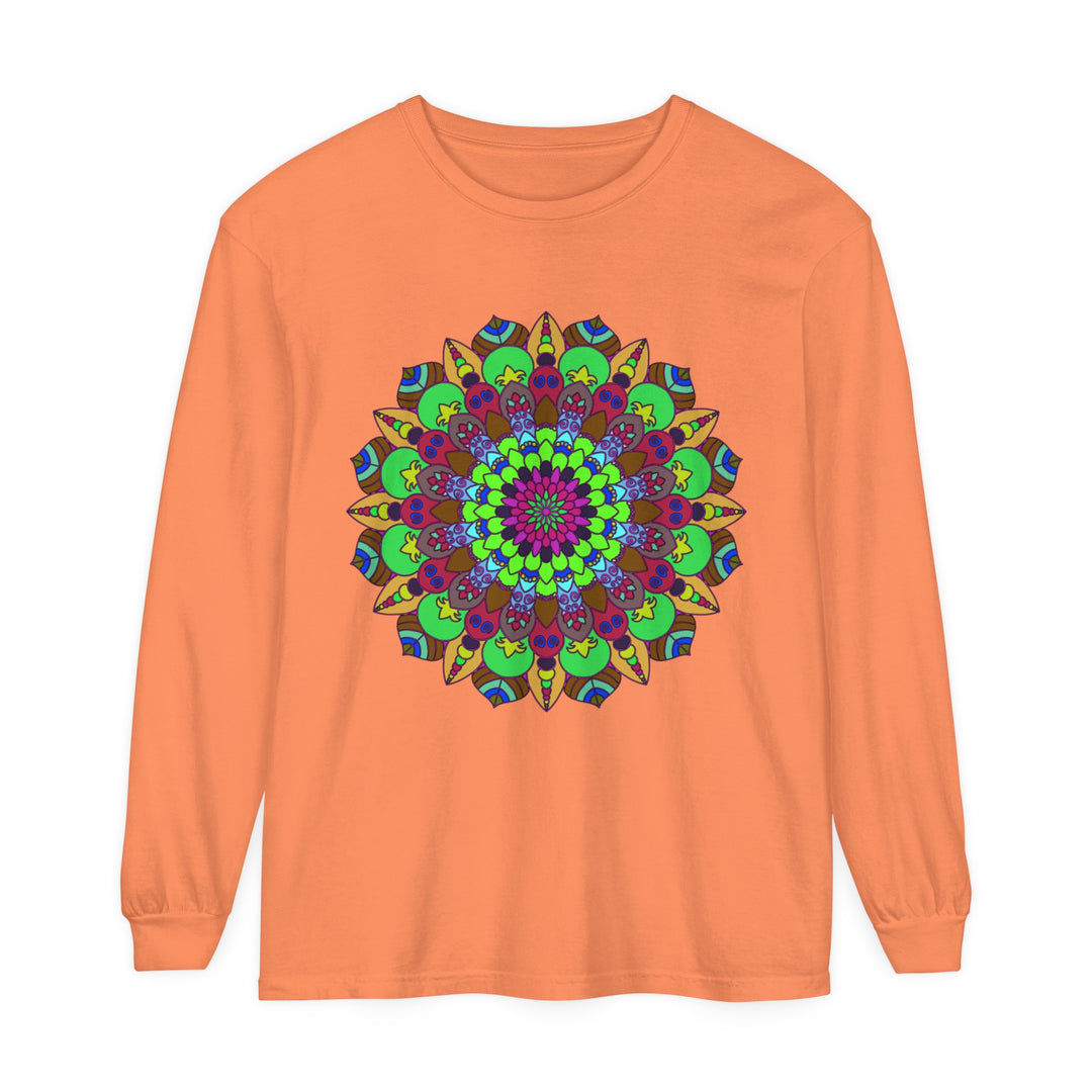 Colorful Mandala design Unisex Long Sleeve T-Shirt in vibrant shades