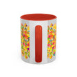 Colorful ceramic mug featuring a stunning mandala art design with flowers