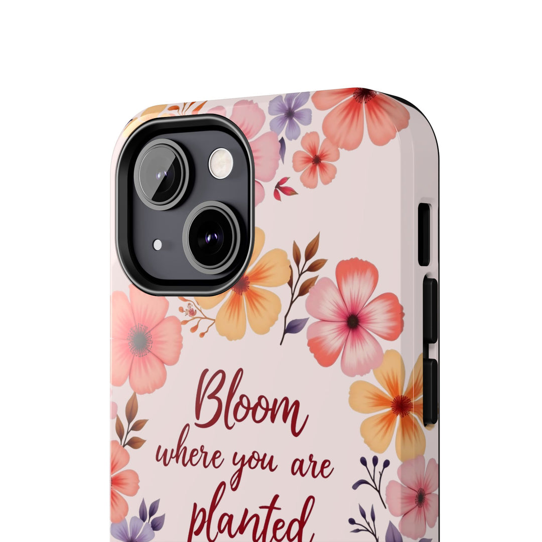 Beautiful light pink phone case with a flower garland bloom design