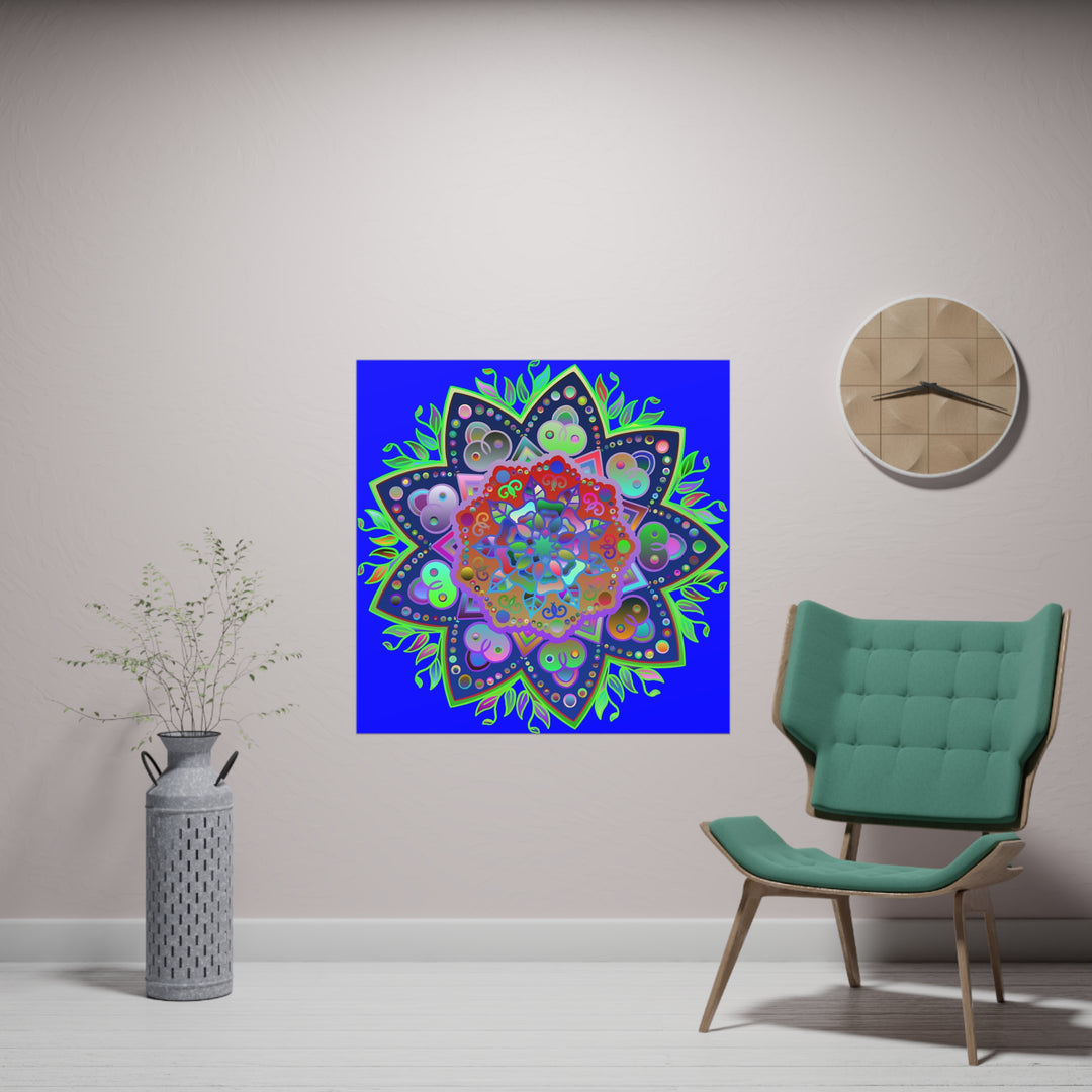 Colorful hand-drawn mandala art poster with intricate design