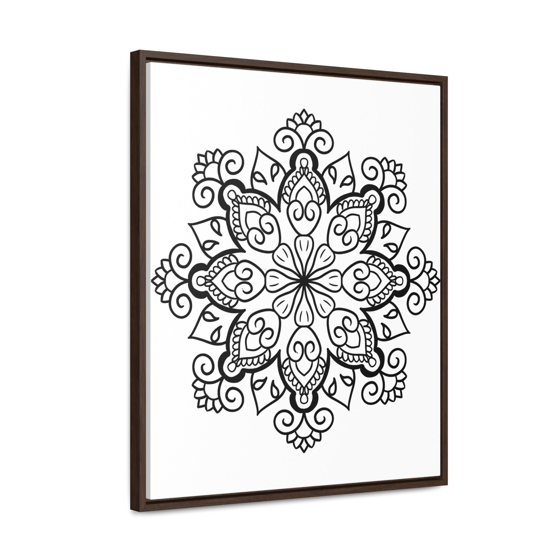 Mandala Handmade Art - Black & White Wall Art - Gallery Canvas Wraps, Vertical Frame 50