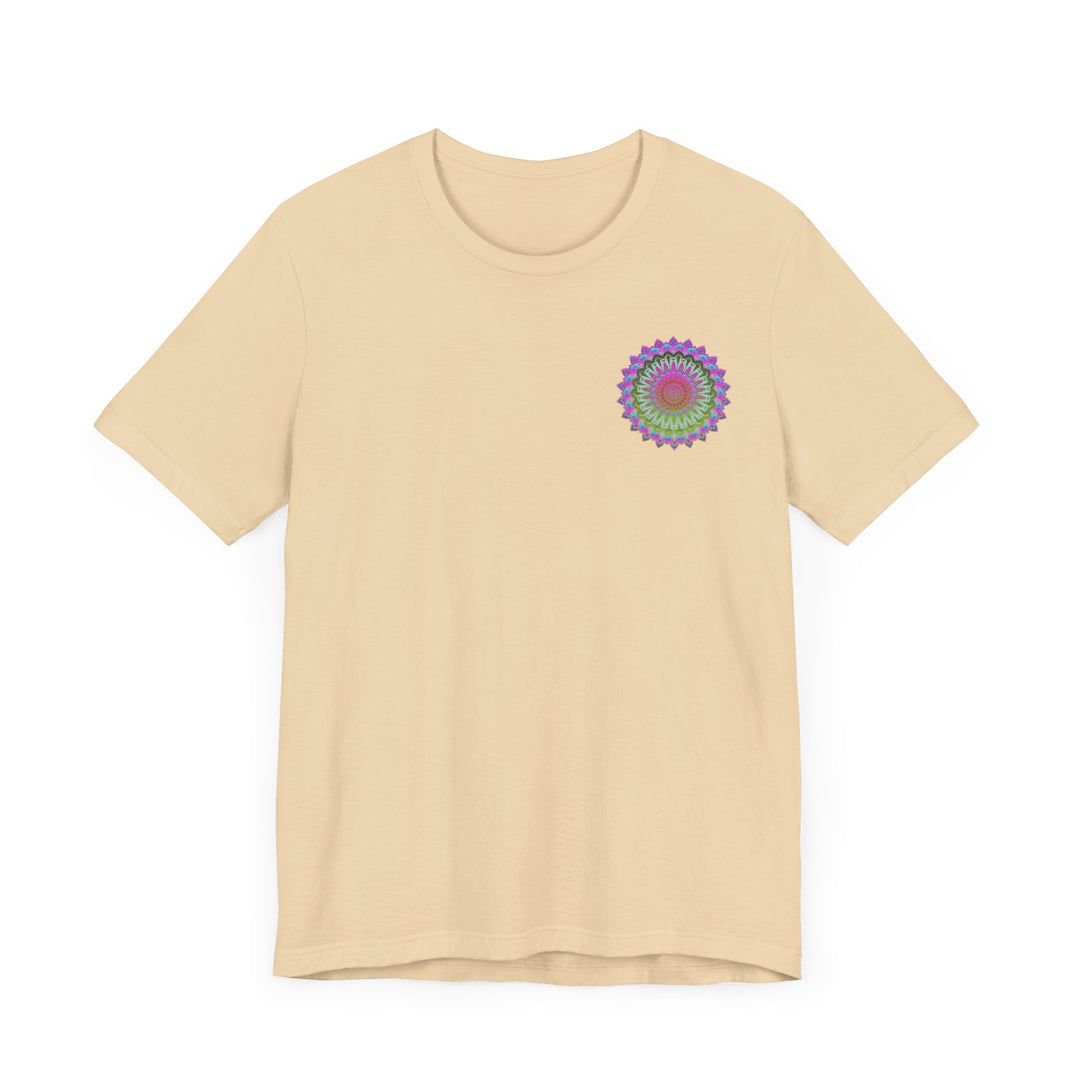 Colorful mandala tee with intricate design, symbolizing spiritual peace and harmony, perfect for bringing positive energy and inner balance