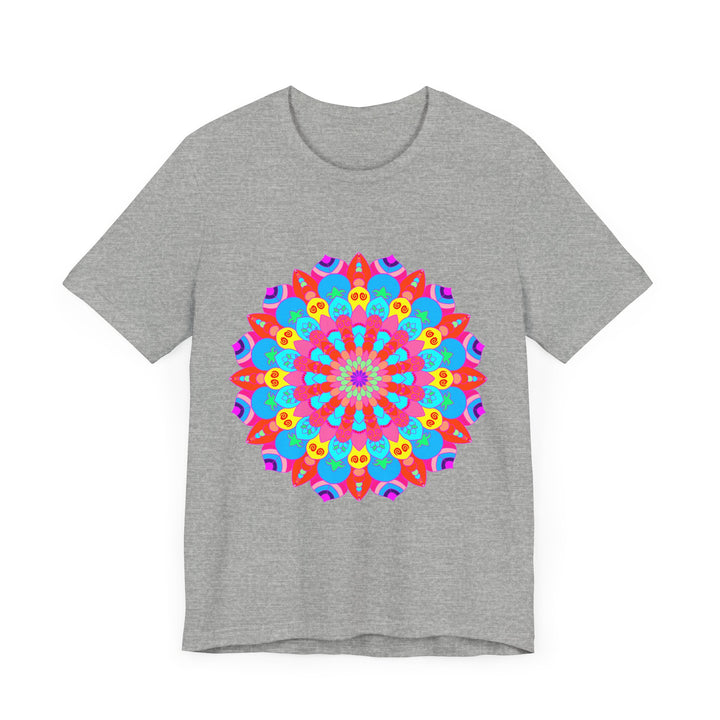 Vibrant and intricate colorful mandala t-shirt with psychedelic art design