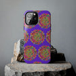 Hand-drawn small purple mandala art phone case designed for iPhone X and XS