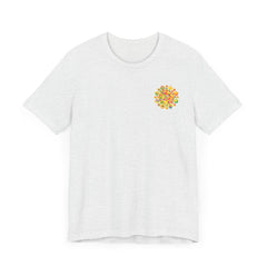 A beautiful, colorful mandala design tee shirt representing spiritual peace and harmony