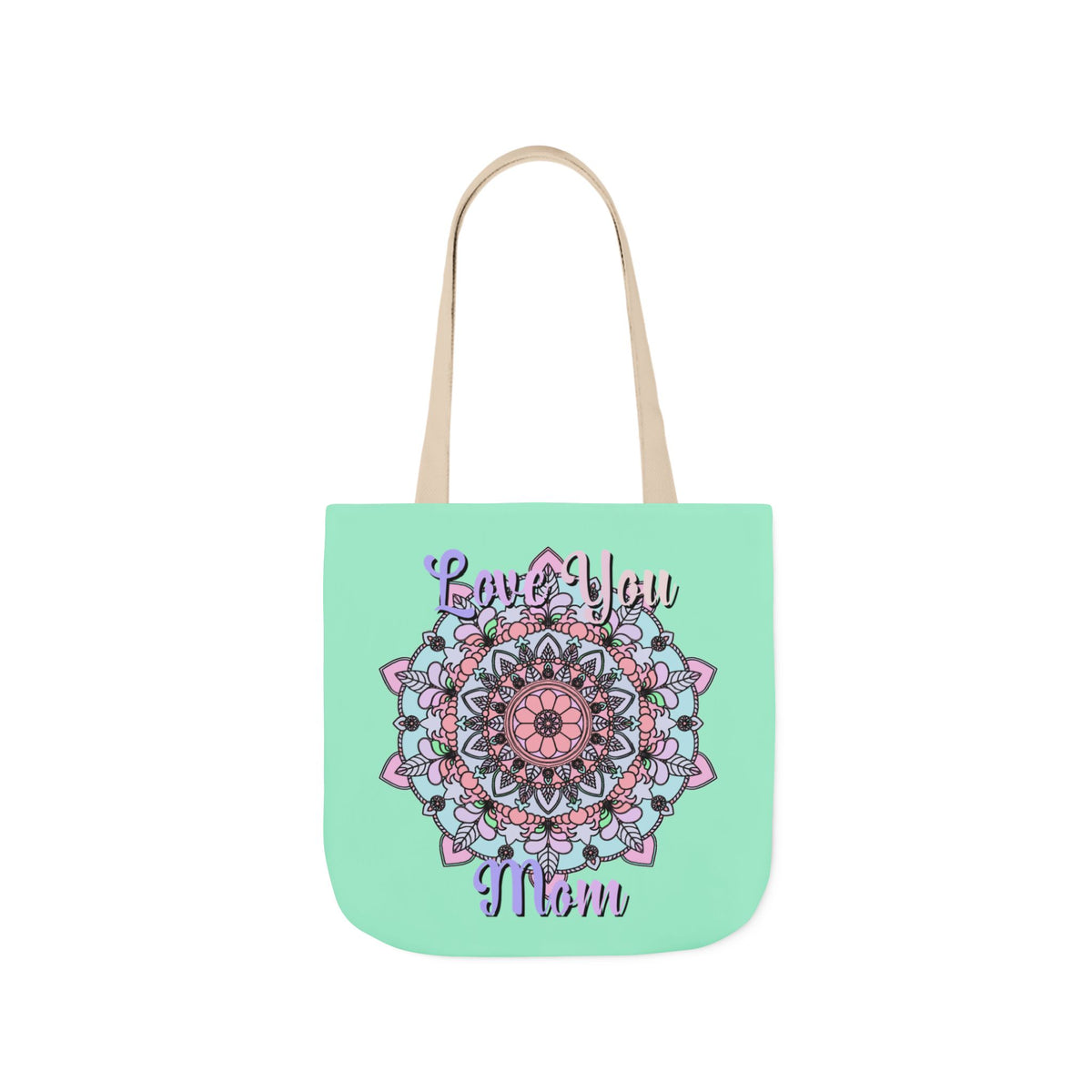 Mandala 'Love You Mom' Canvas Tote — Floral Mother's Day Gift Bag