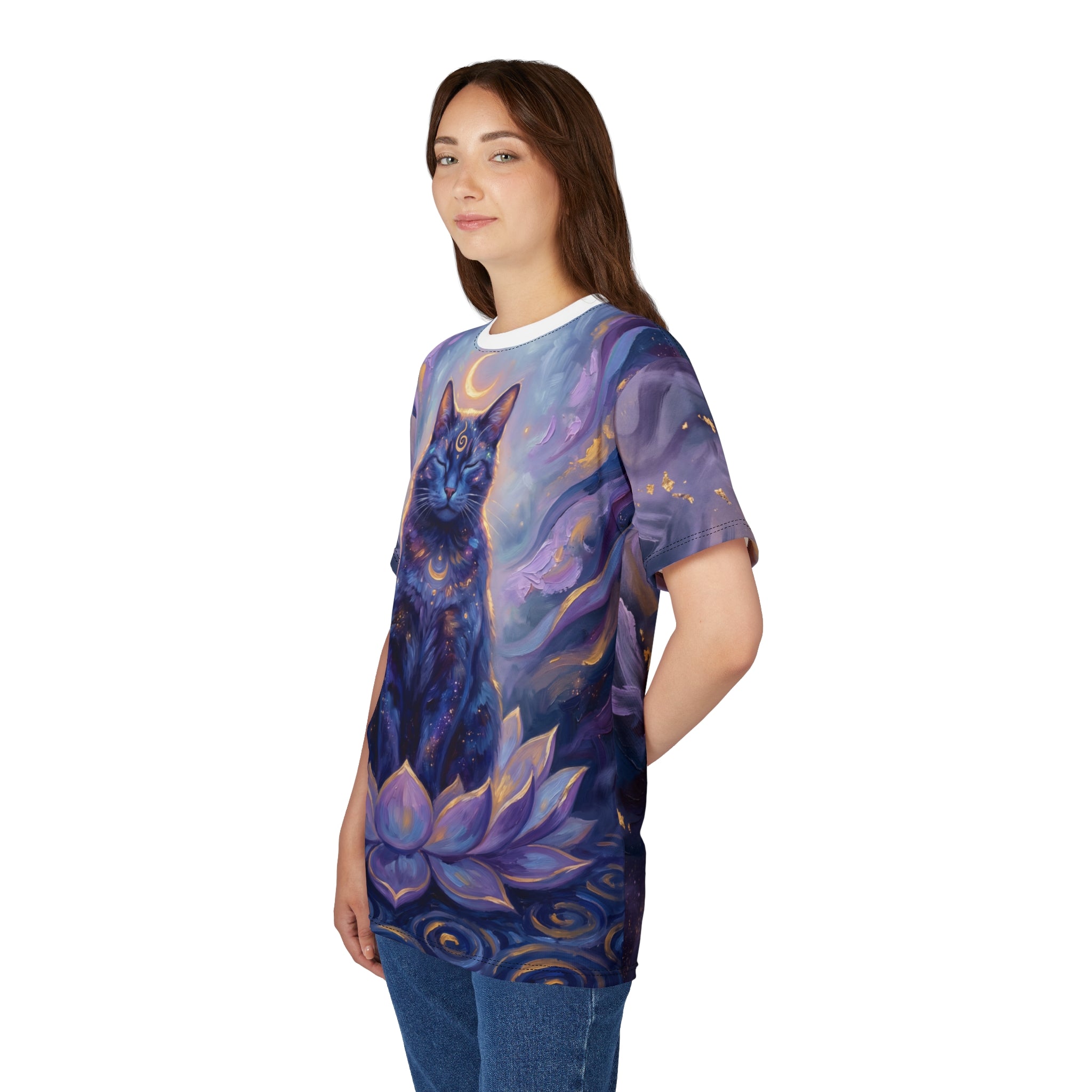 T-Shirt mit Ölgemälde-Motiv „Mystic Cat Spirit“
