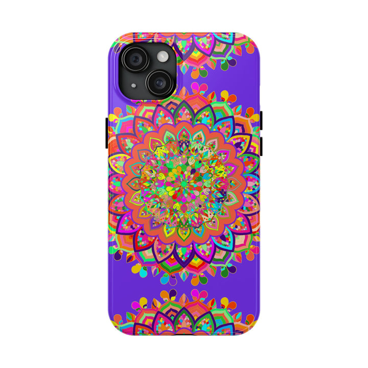 Beautiful hand drawn purple Mandala Art phone case for stylish protection