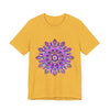 Beautiful purple and gold mandala tee with intricate spiritual art design