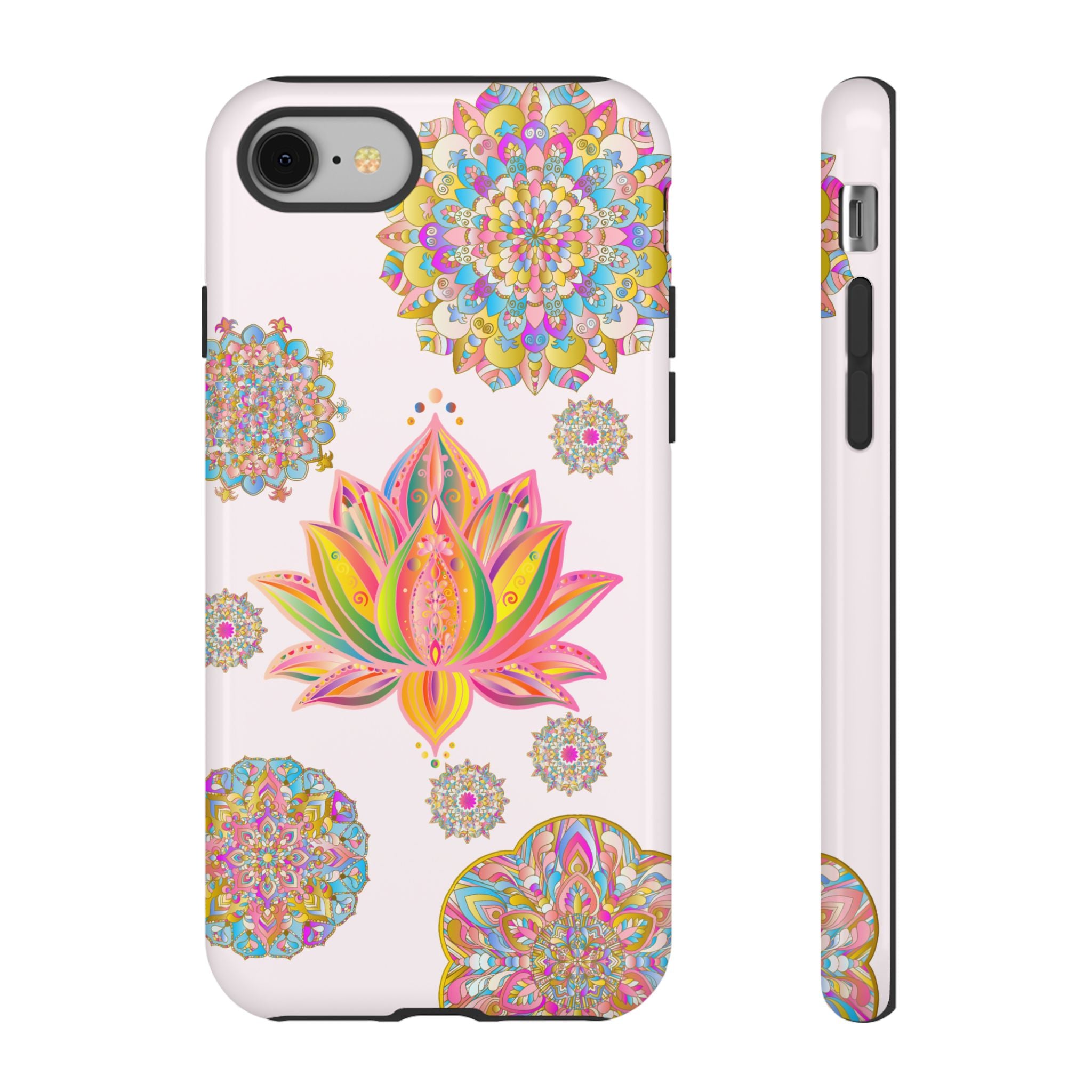 Beautiful light pink lotus flower mandala design phone case for a stylish and elegant look