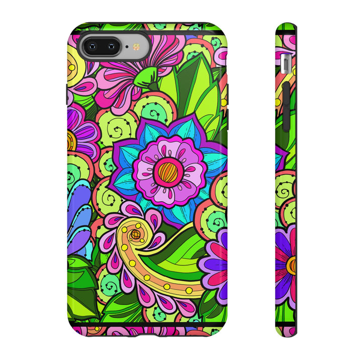 Floral Fantasy iPhone and Google Pixel Case in Bright Green Palette