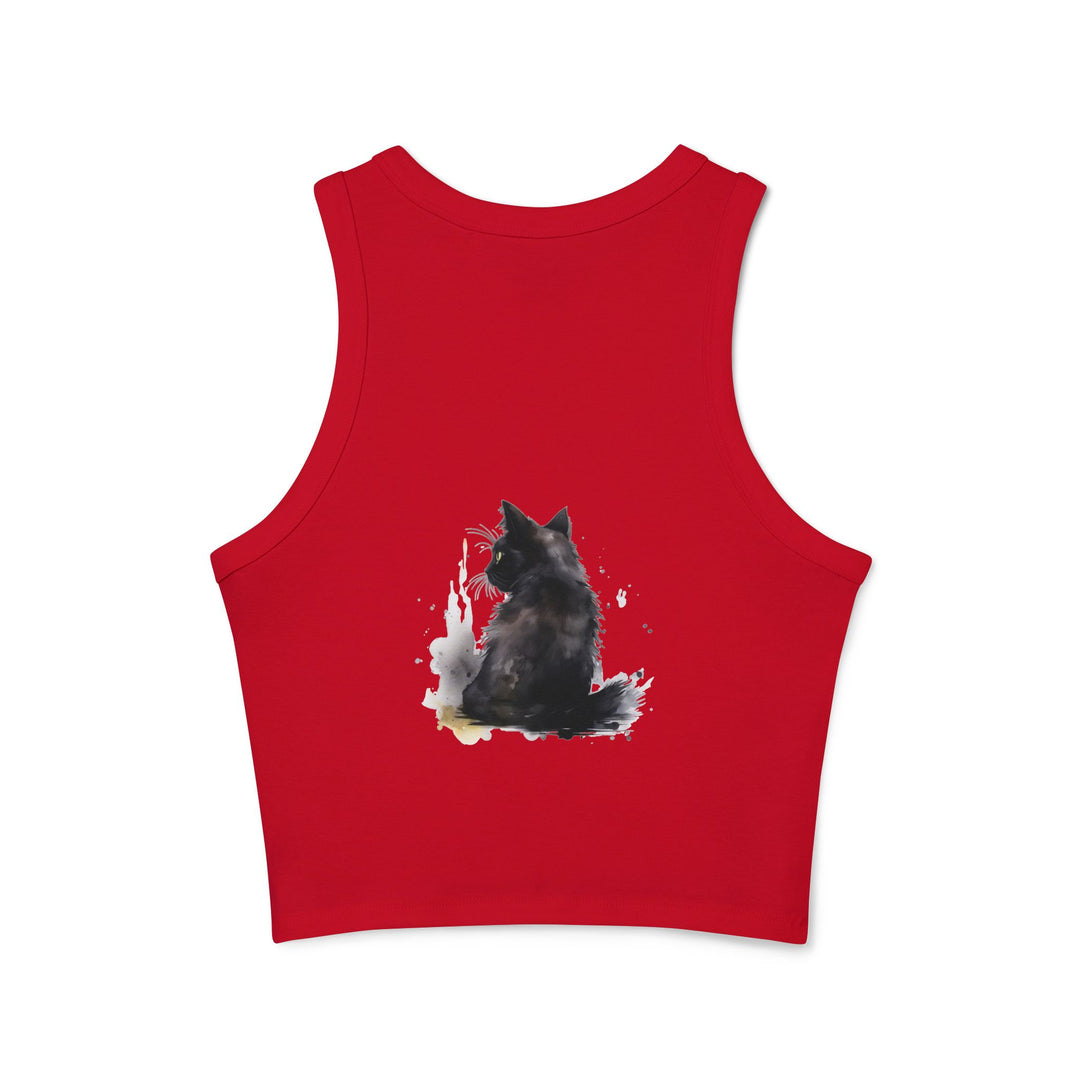  Black Cat Watercolor Racerback Tank Top with artistic design