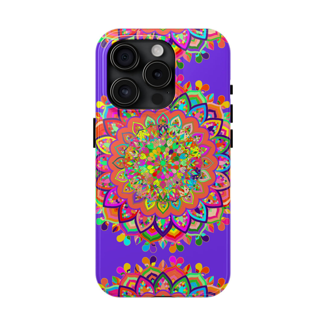 Beautiful hand drawn purple mandala art phone case for stylish protection