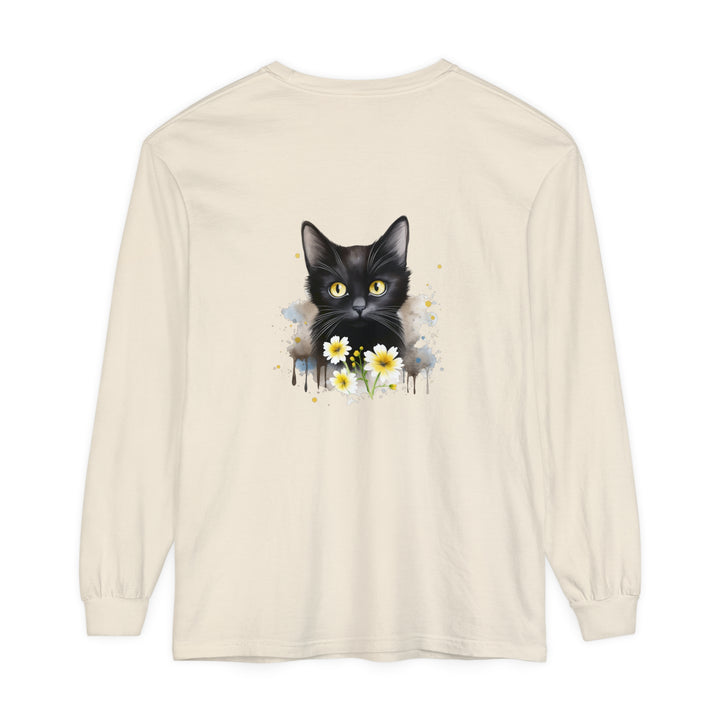 Black Cat Watercolor Floral Unisex T-Shirt featuring a beautiful hand-painted design