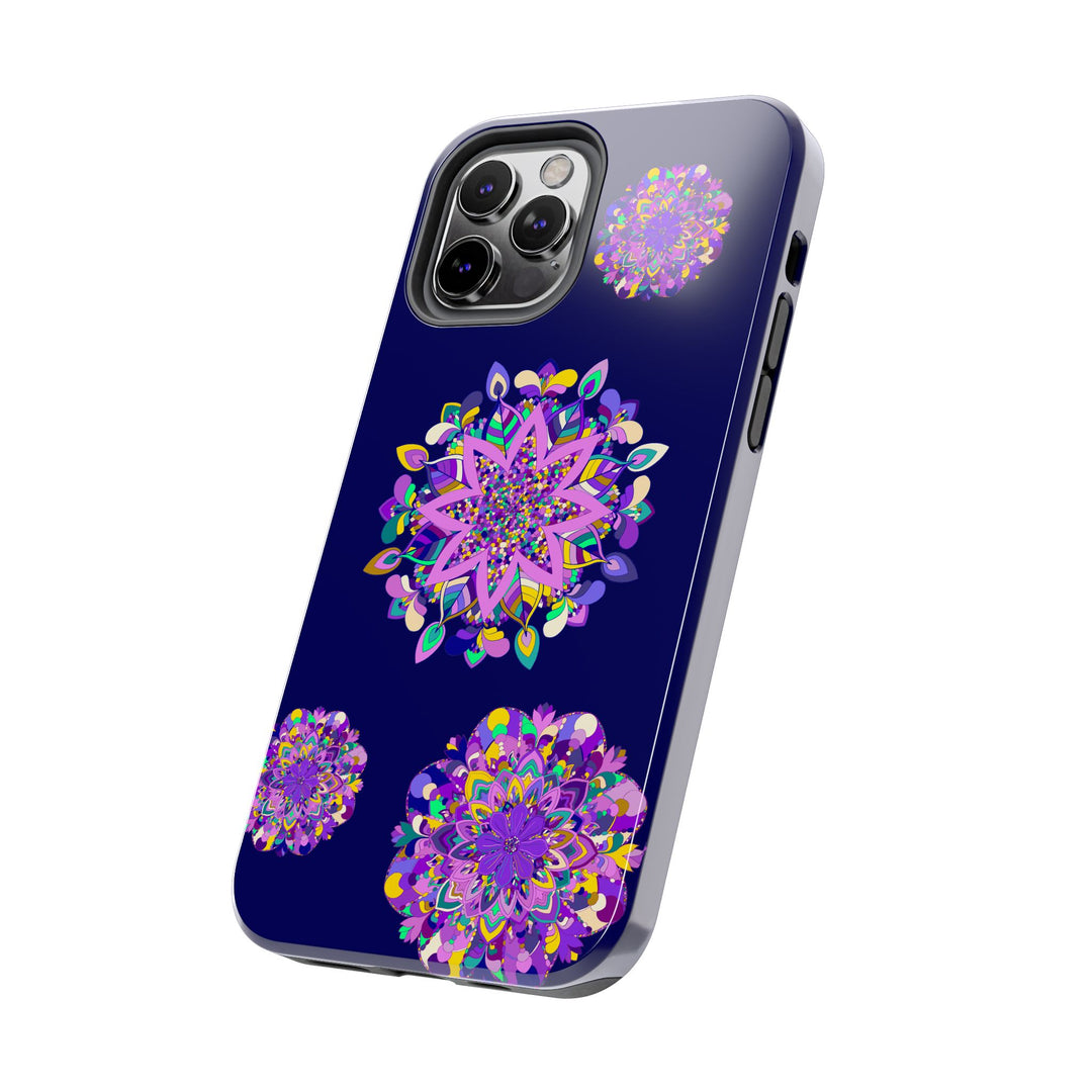 Hand drawn mandala art purple shades phone case, durable and shock absorbent, protecting your phone in style