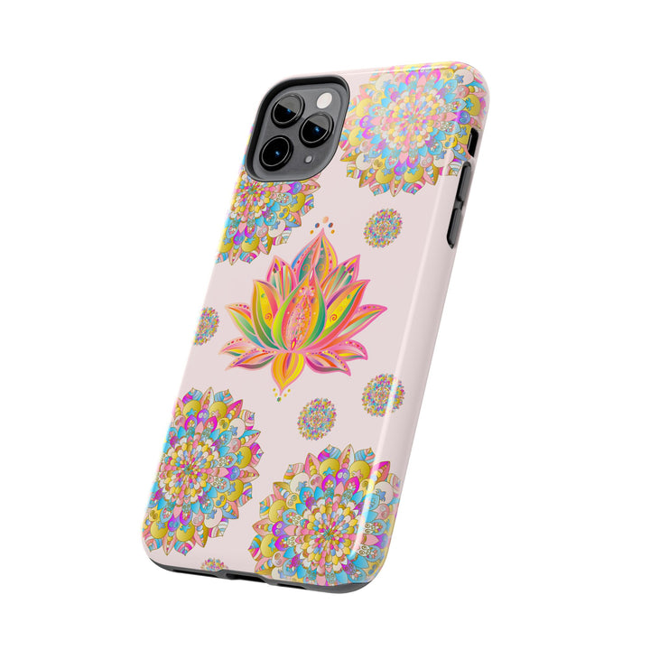 Beautiful light pink lotus flower mandala design phone case for protection and style