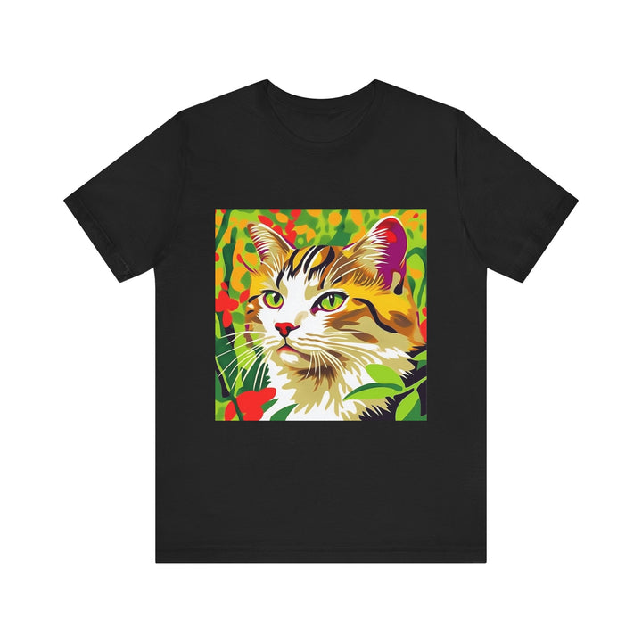 A vibrant and eye-catching Savana Cat T-Shirt showcasing a colorful animal design