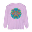 Colorful rainbow mandala long sleeve t-shirt with intricate design and vibrant colors