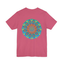 A vibrant and colorful mandala tee, featuring intricate designs symbolizing spiritual peace and harmony