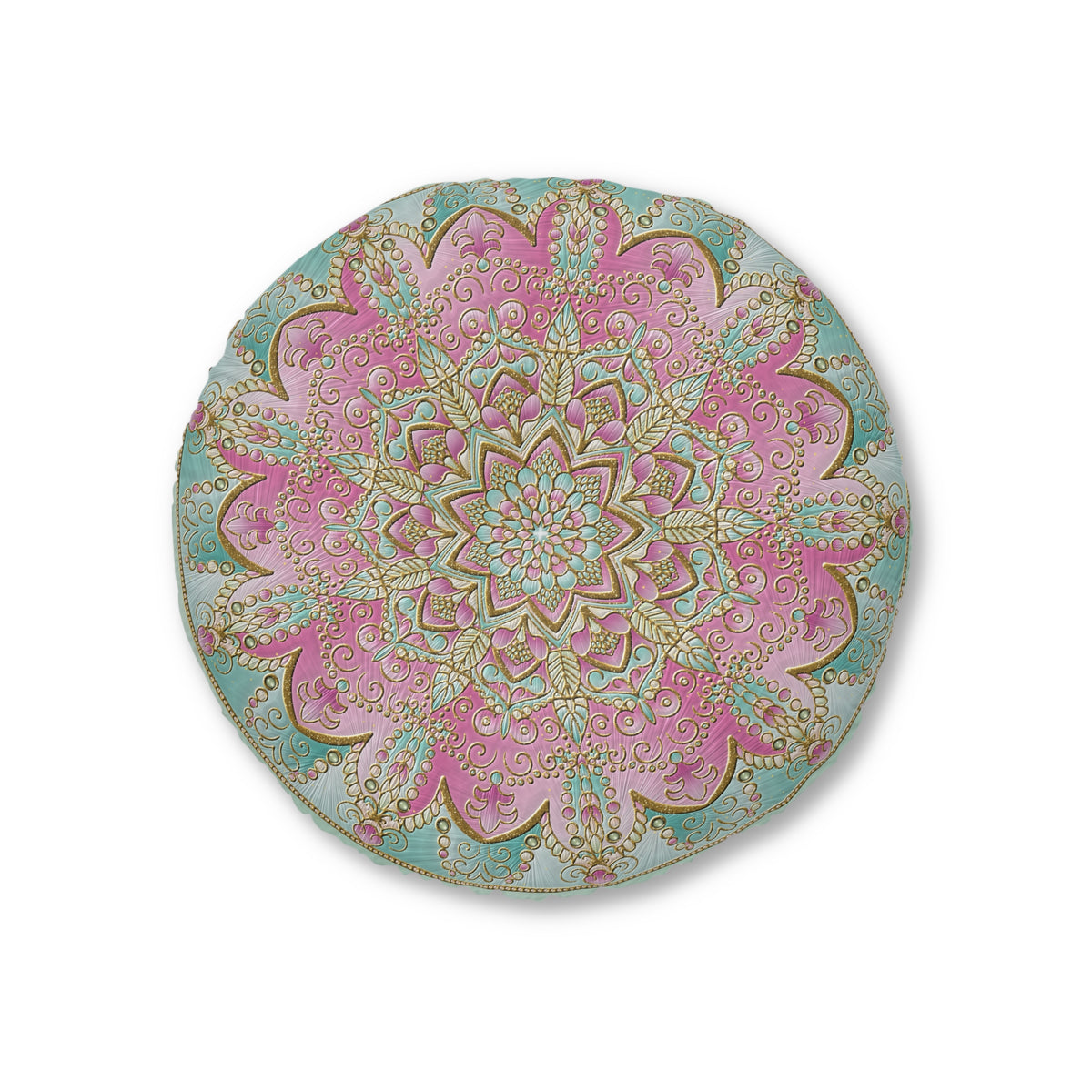 Pink Mandala Tufted Floor Pillow