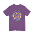 Vibrant mandala tee with intricate design representing spiritual peace and harmony, perfect for meditation and yoga practice