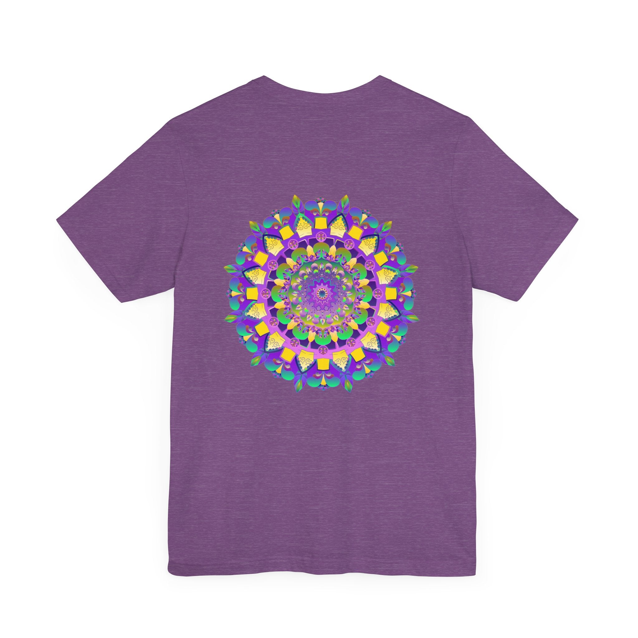 Vibrant mandala tee with intricate design representing spiritual peace and harmony, perfect for meditation and yoga practice