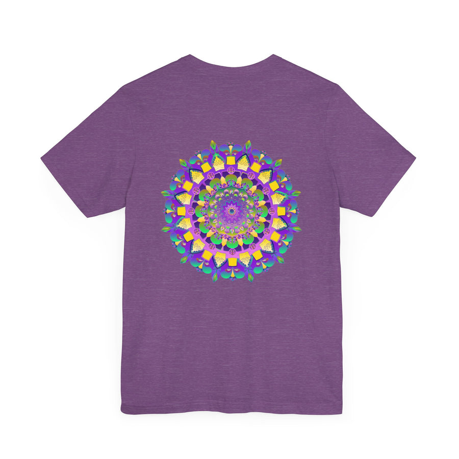 Vibrant mandala tee with intricate design representing spiritual peace and harmony, perfect for meditation and yoga practice